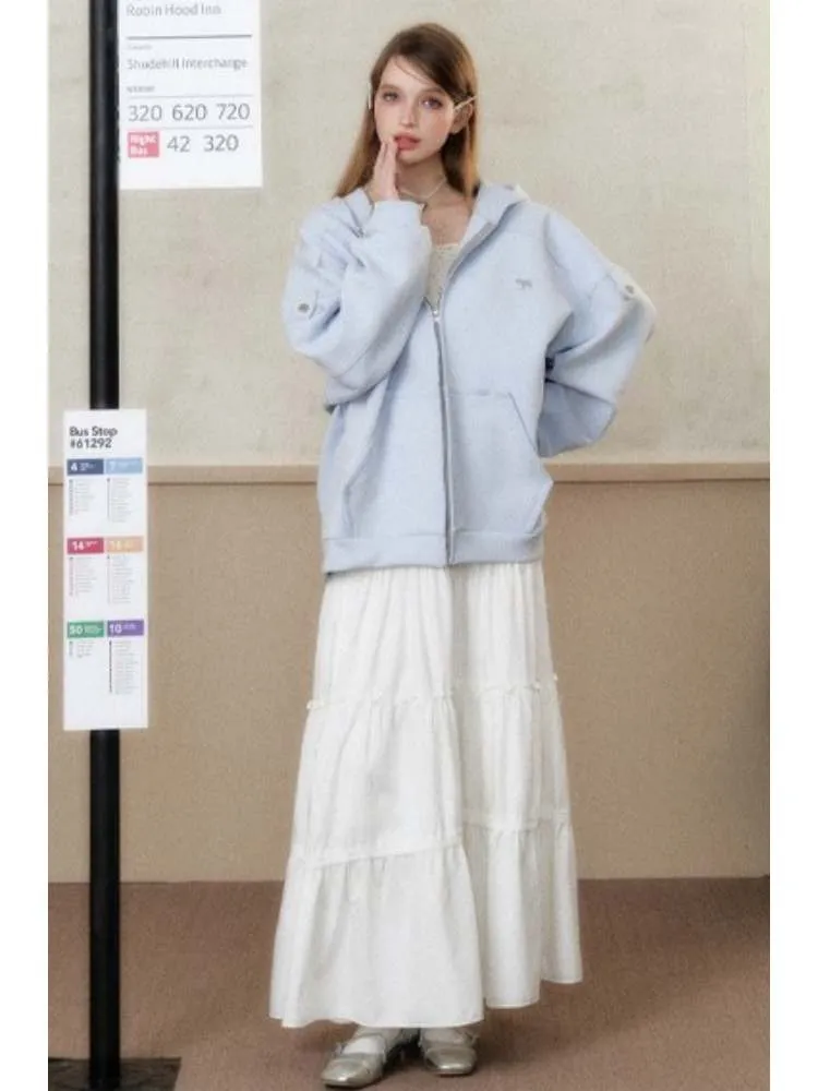 lazy loose off-shoulder hoodie