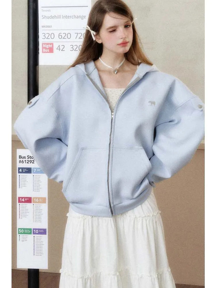 lazy loose off-shoulder hoodie