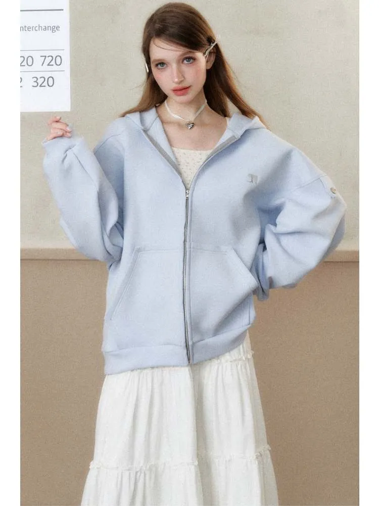 lazy loose off-shoulder hoodie