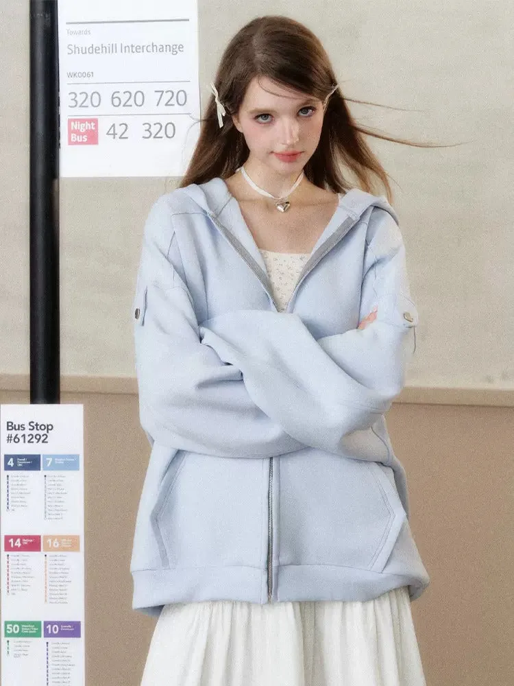 lazy loose off-shoulder hoodie