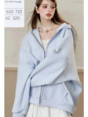 lazy loose off-shoulder hoodie