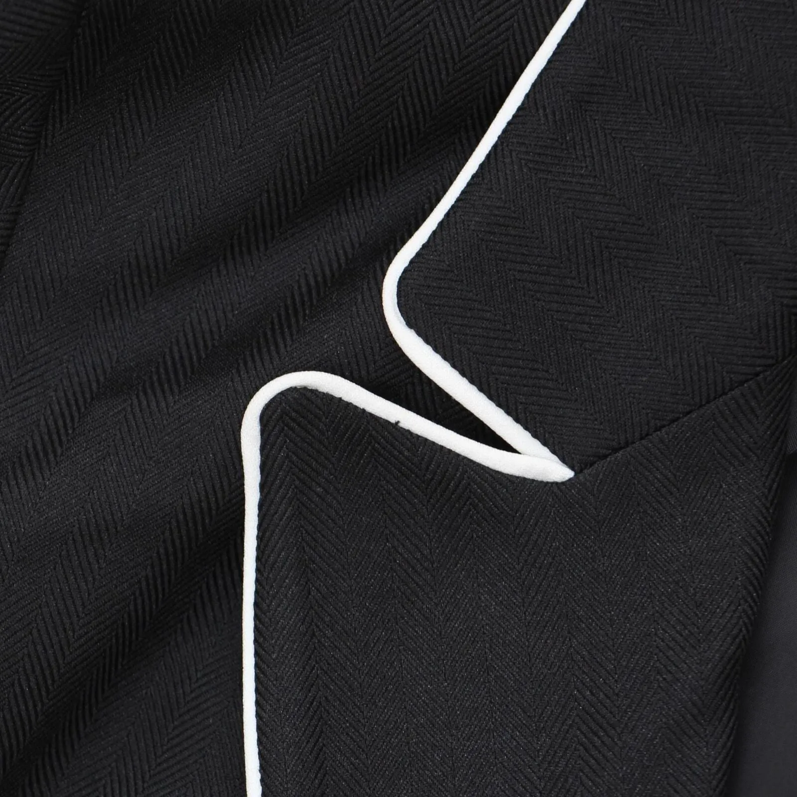 Le Suit  Plus Contrast-Trim Belted Suit Blazer Jacket Black / Vanilla Ice 20W