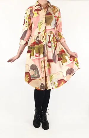 Leonard St beautiful pink-print long sleeve dress size 12