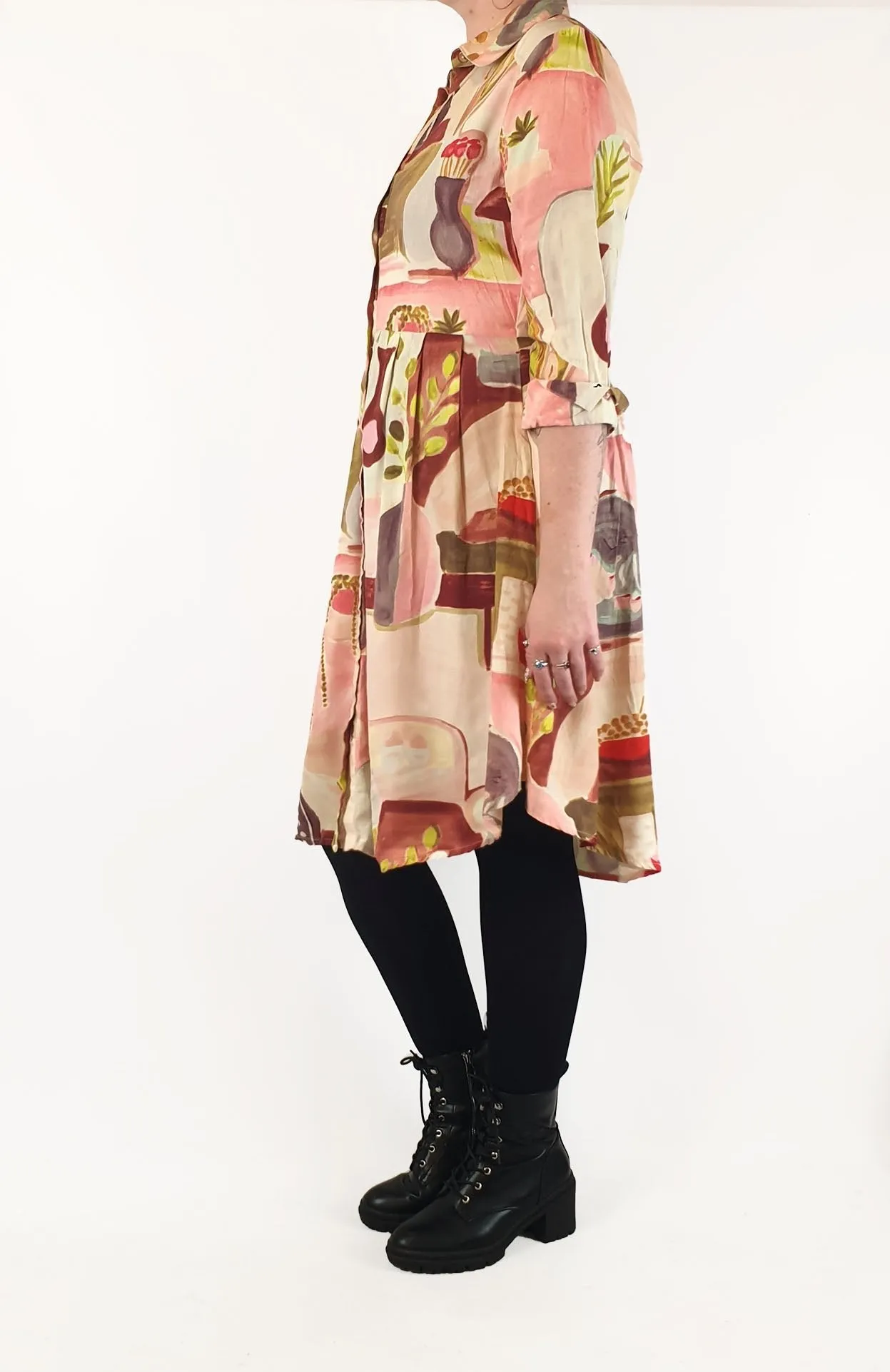 Leonard St beautiful pink-print long sleeve dress size 12