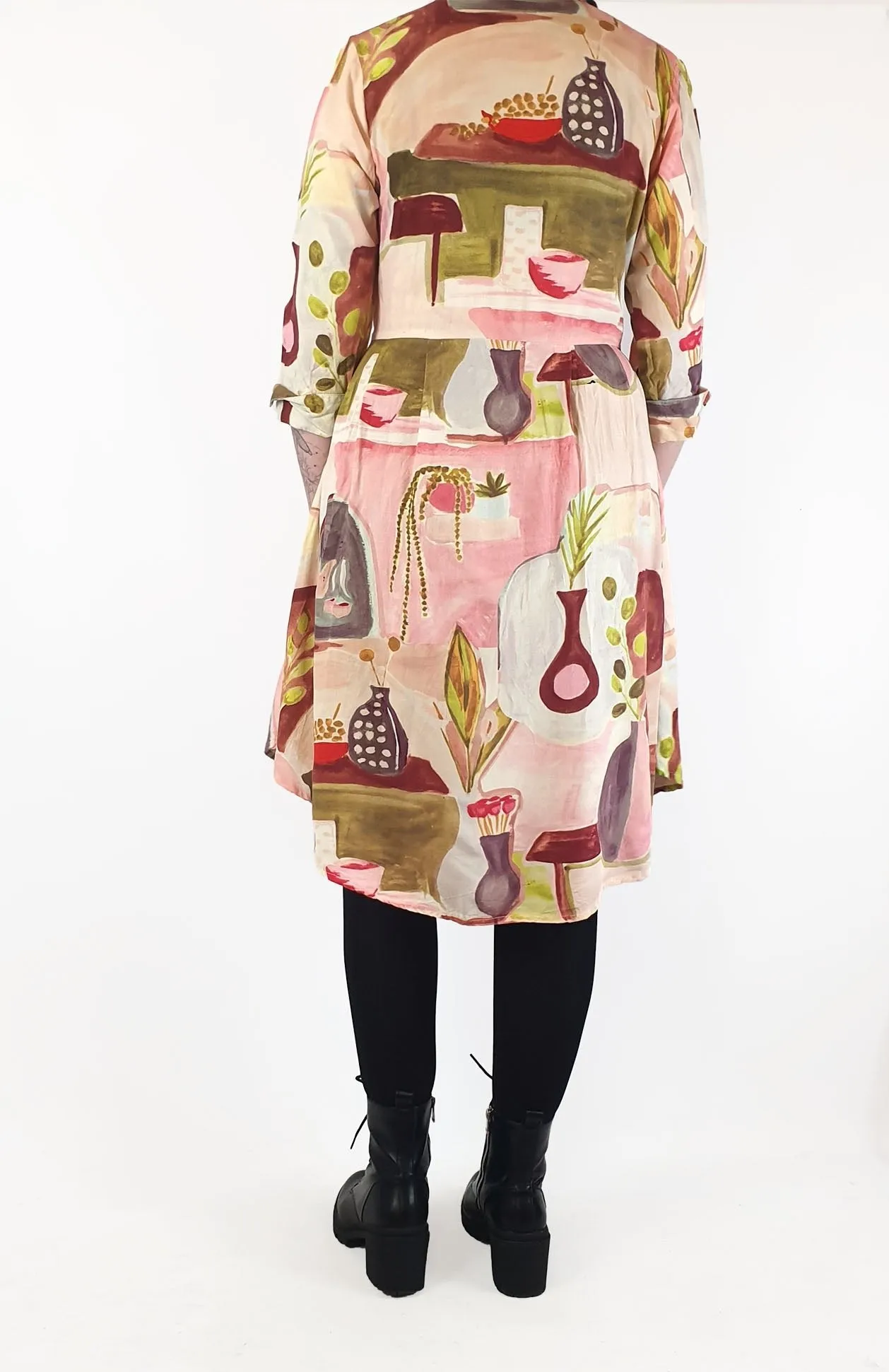 Leonard St beautiful pink-print long sleeve dress size 12