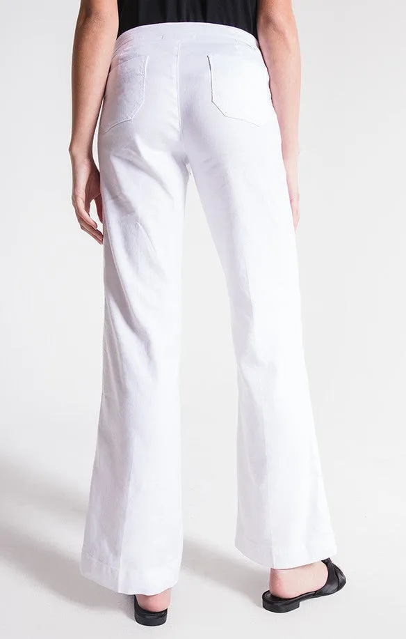 Level 99 Violette High Rise Linen Wide Leg Lounge Pant | Optic White