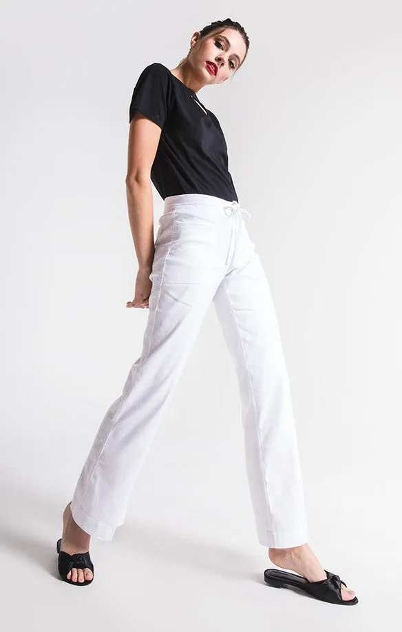 Level 99 Violette High Rise Linen Wide Leg Lounge Pant | Optic White