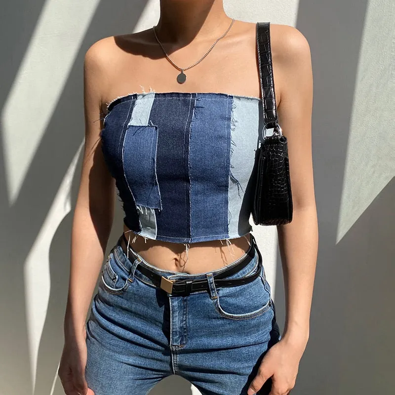 Lexi Patchwork Denim Top