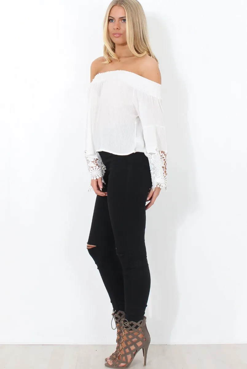 Lexie White Off The Shoulder Crop Top