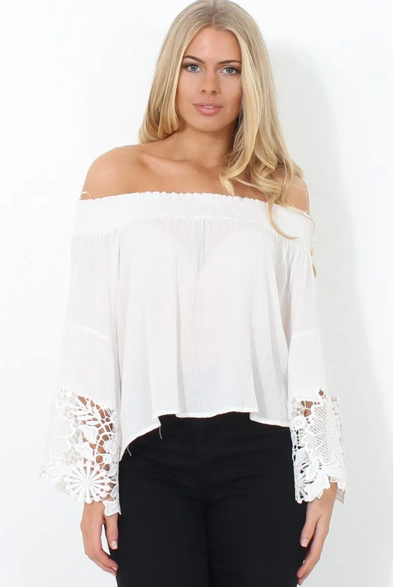 Lexie White Off The Shoulder Crop Top