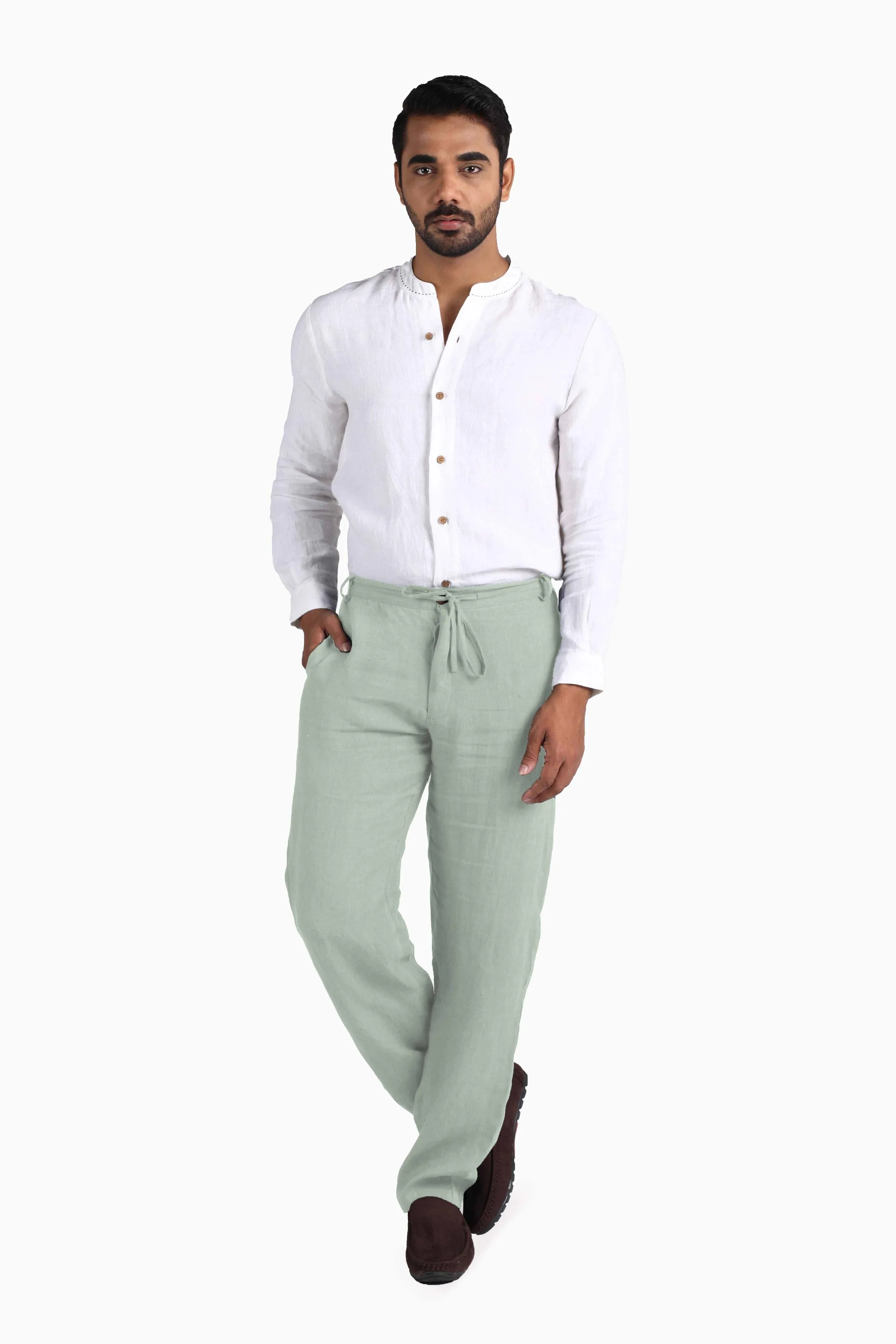 Linen Atlas Pant-Sage Green