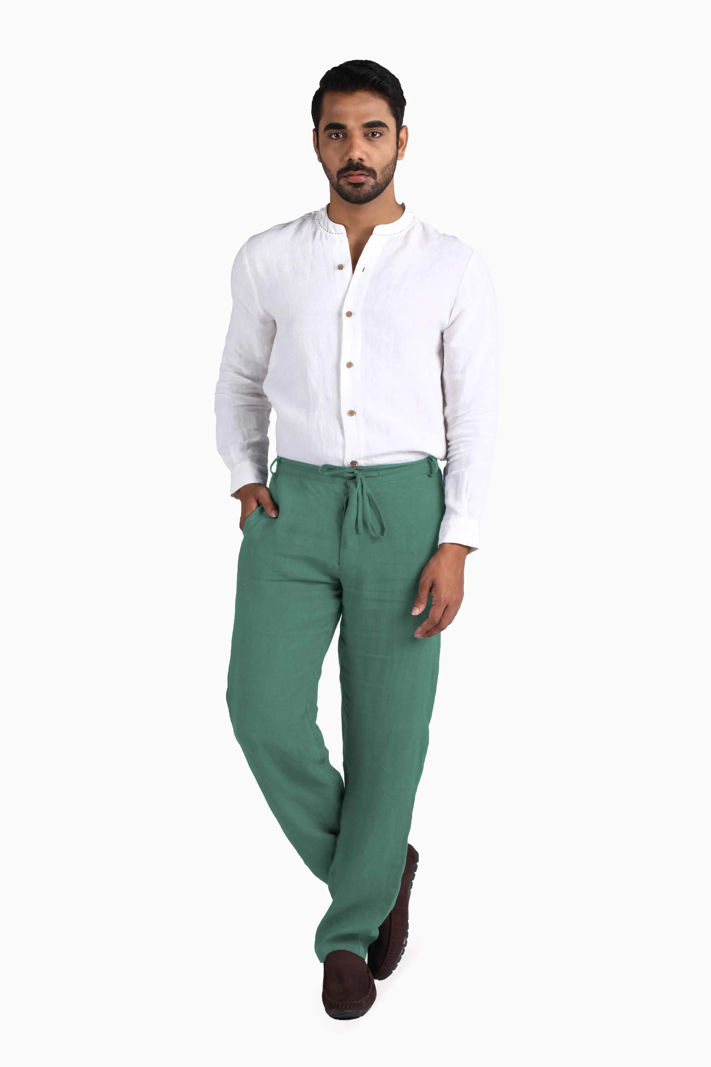 Linen Atlas Pant-Sage Green