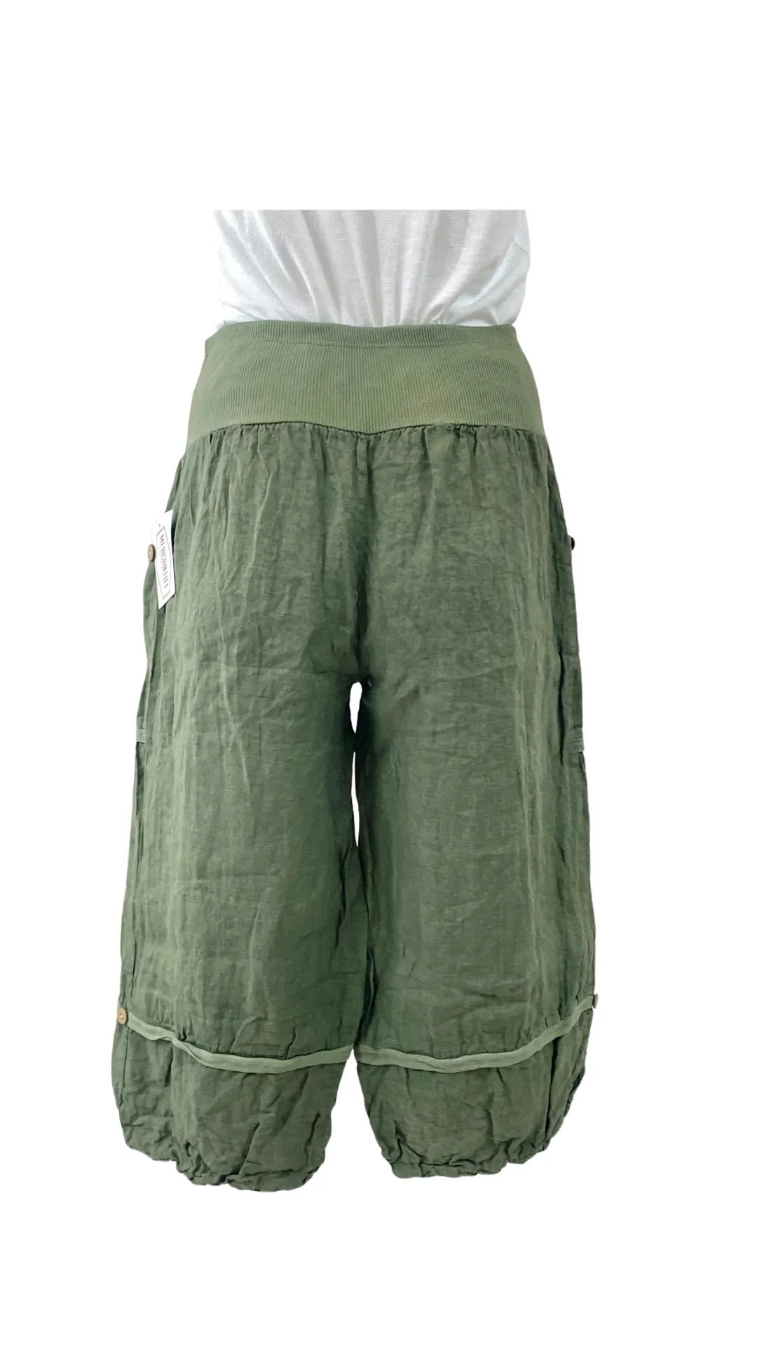 Linen Button Cropped Pant/Shorts