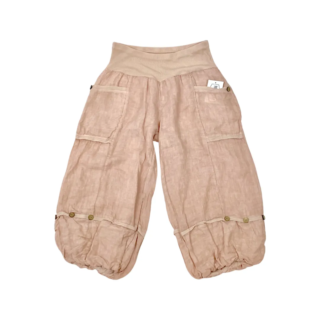 Linen Button Cropped Pant/Shorts