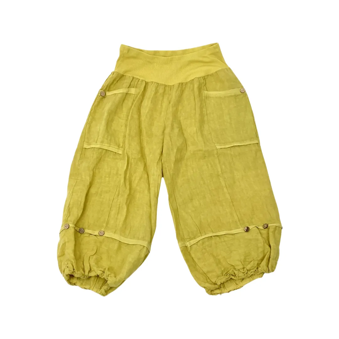 Linen Button Cropped Pant/Shorts