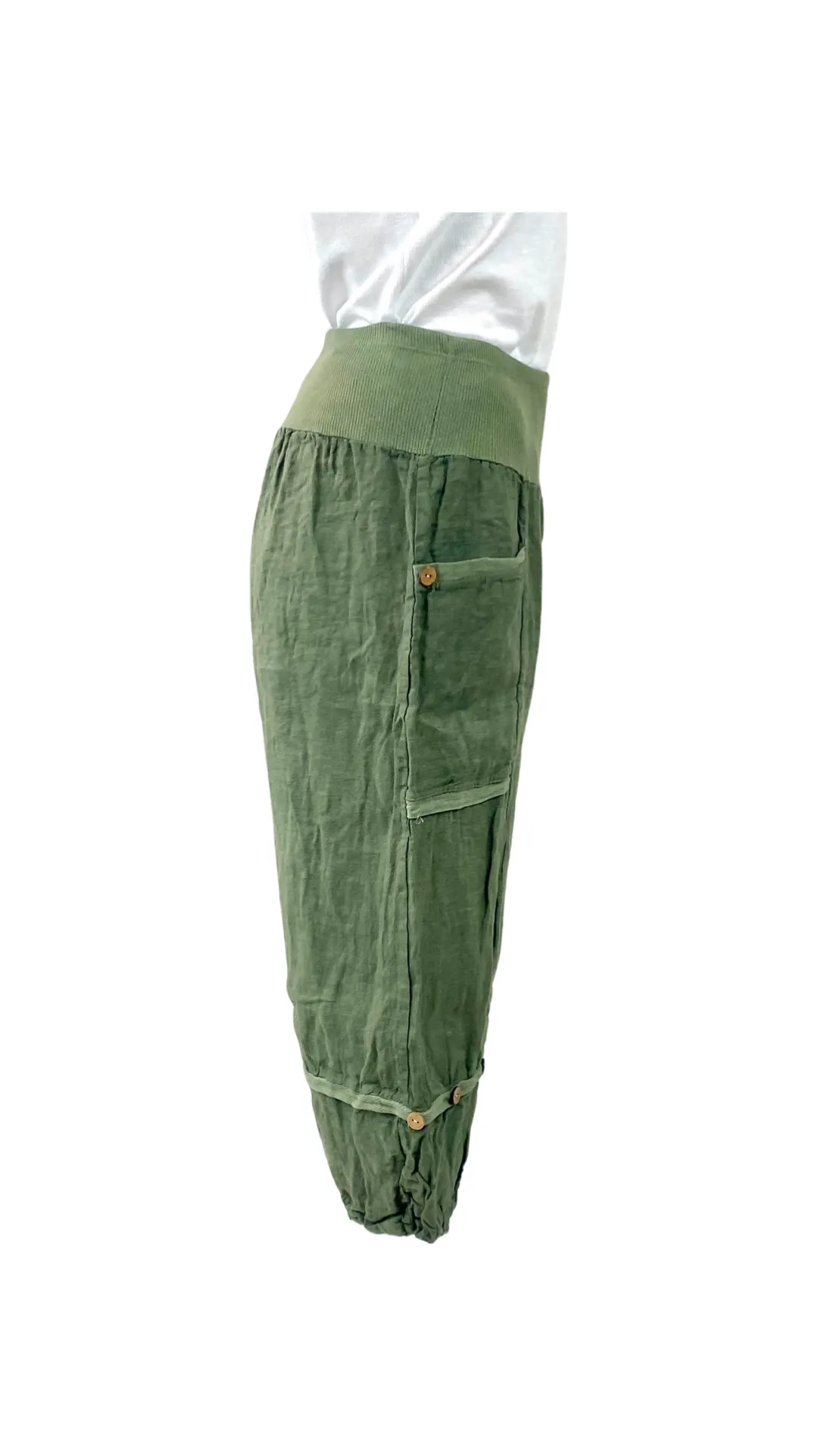 Linen Button Cropped Pant/Shorts