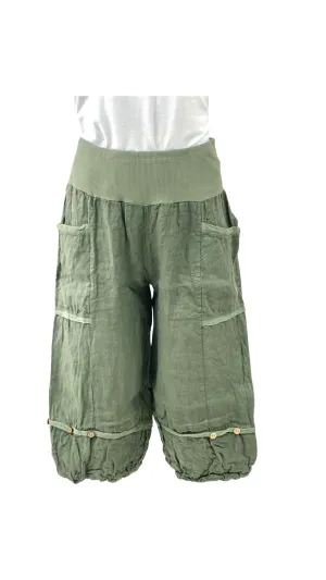 Linen Button Cropped Pant/Shorts