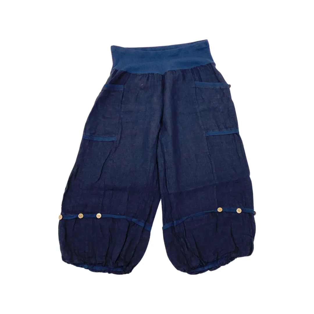 Linen Button Cropped Pant/Shorts