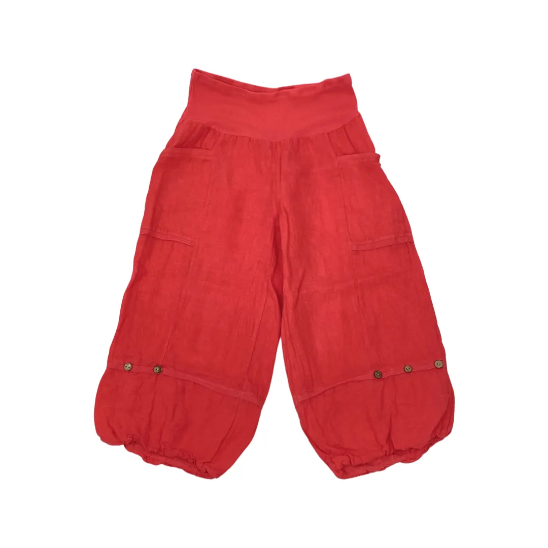 Linen Button Cropped Pant/Shorts