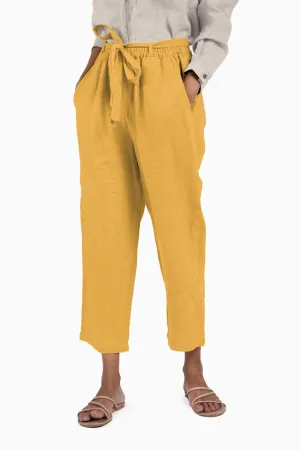 Linen Fleur Pant-Sunburnt Yellow
