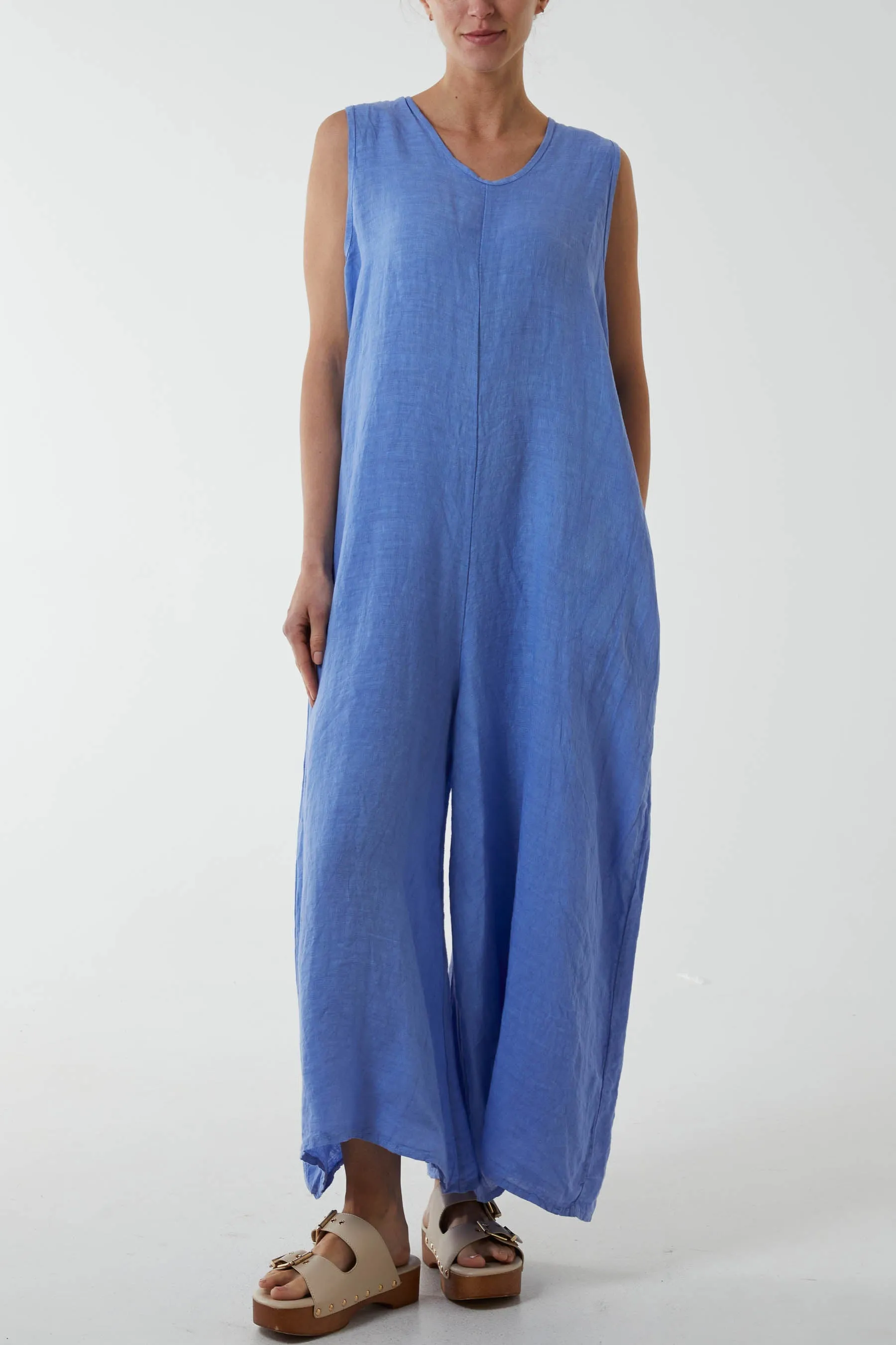 Linen Sleeveless Jumpsuit