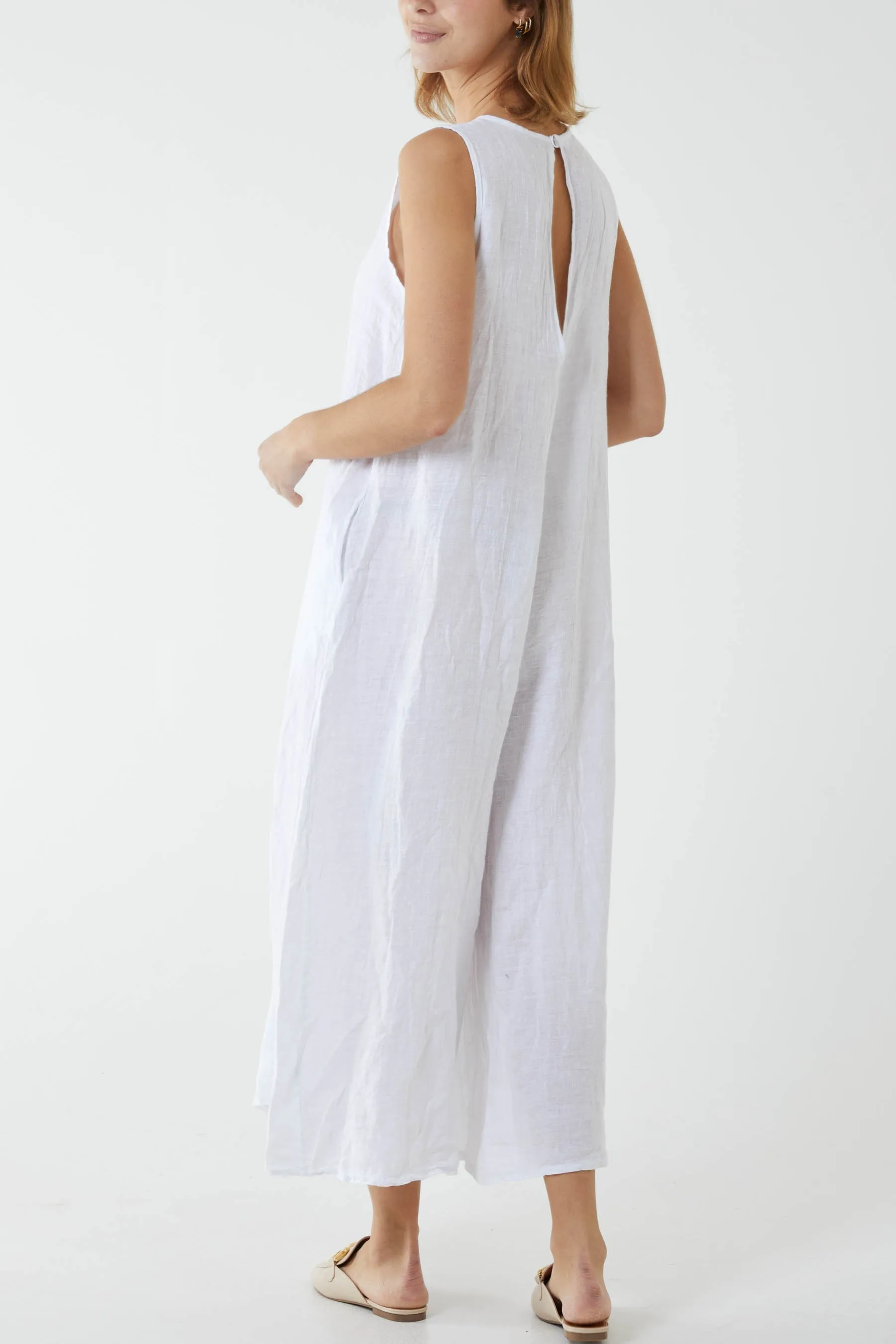 Linen Sleeveless Jumpsuit