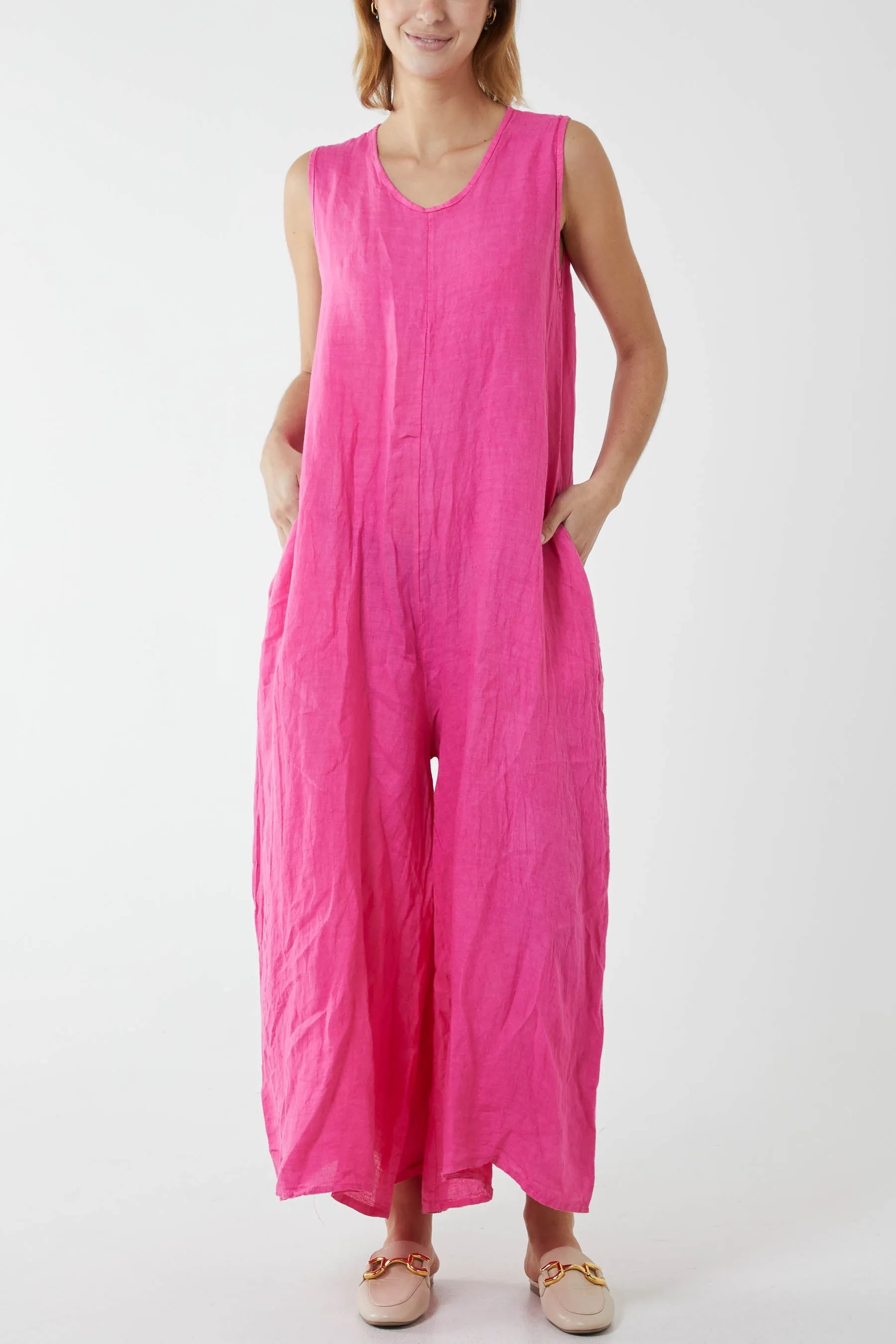Linen Sleeveless Jumpsuit