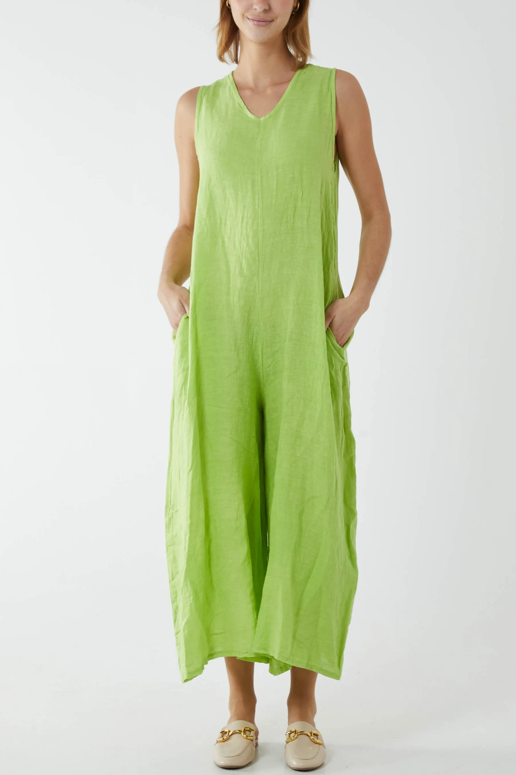 Linen Sleeveless Jumpsuit