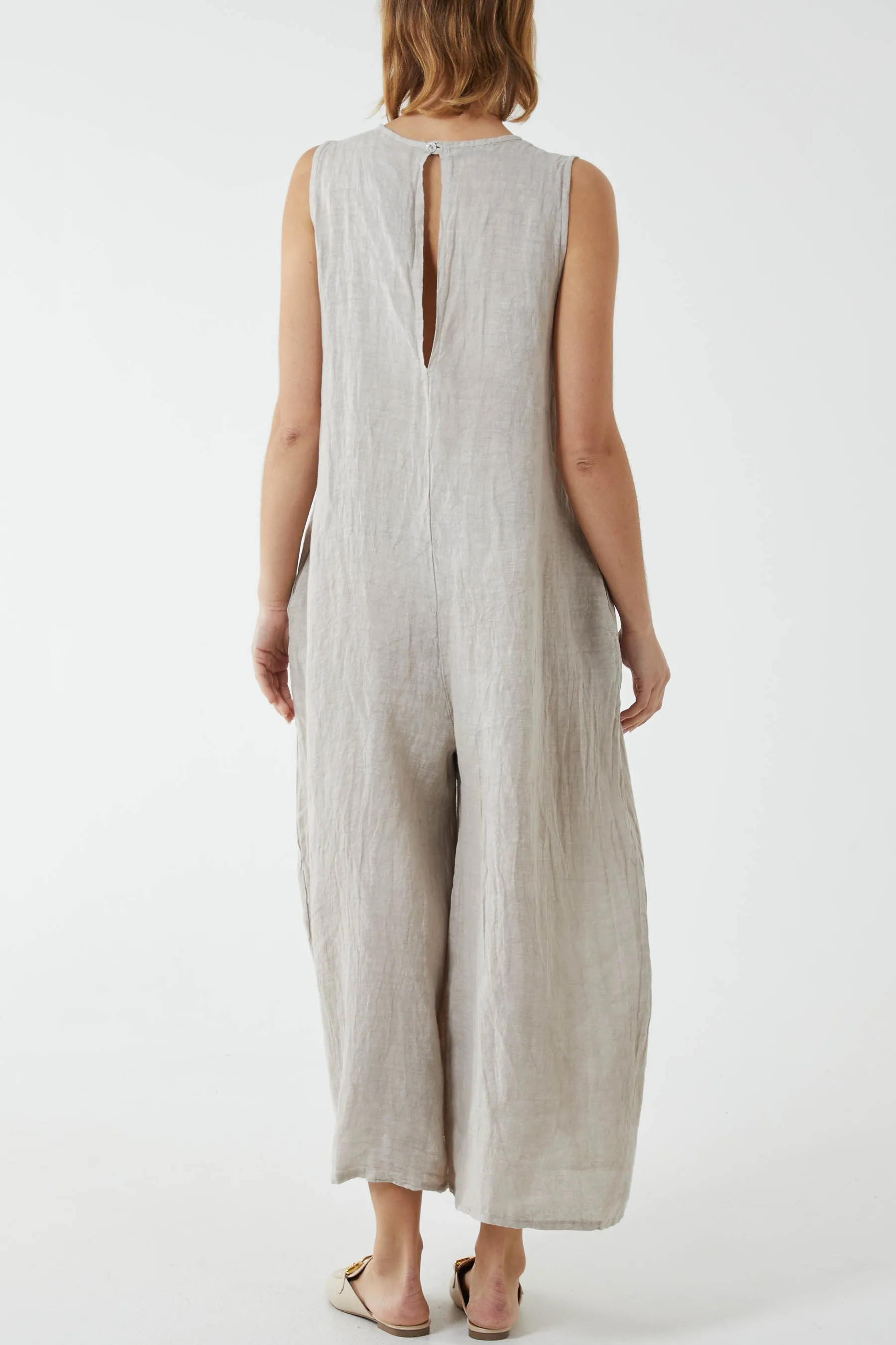 Linen Sleeveless Jumpsuit