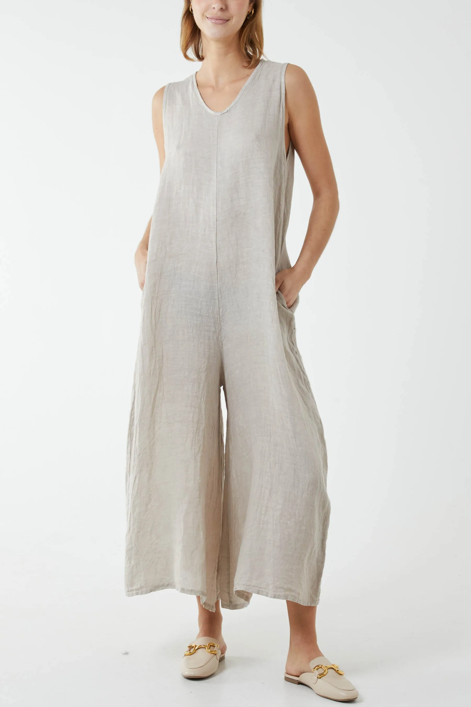 Linen Sleeveless Jumpsuit
