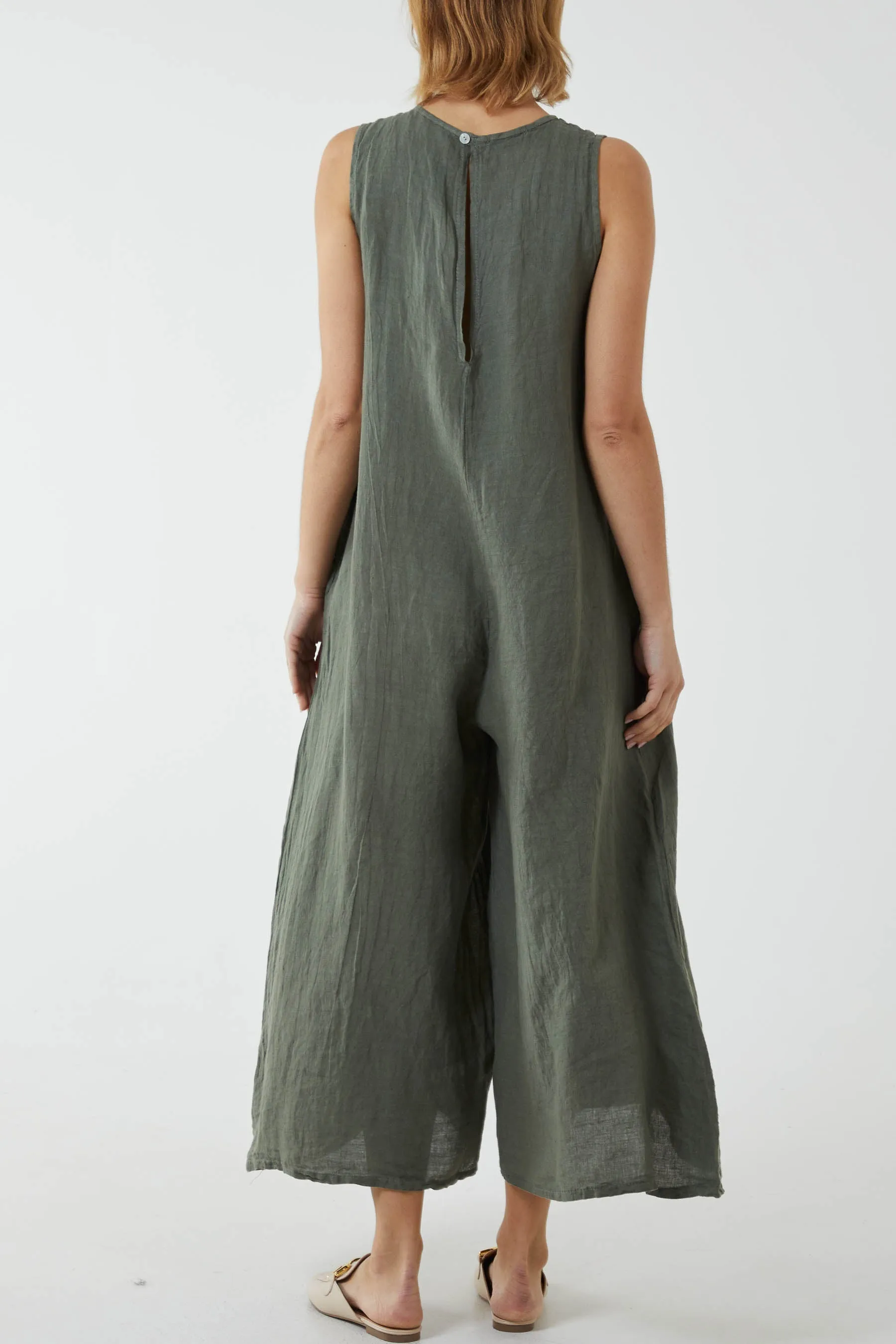 Linen Sleeveless Jumpsuit