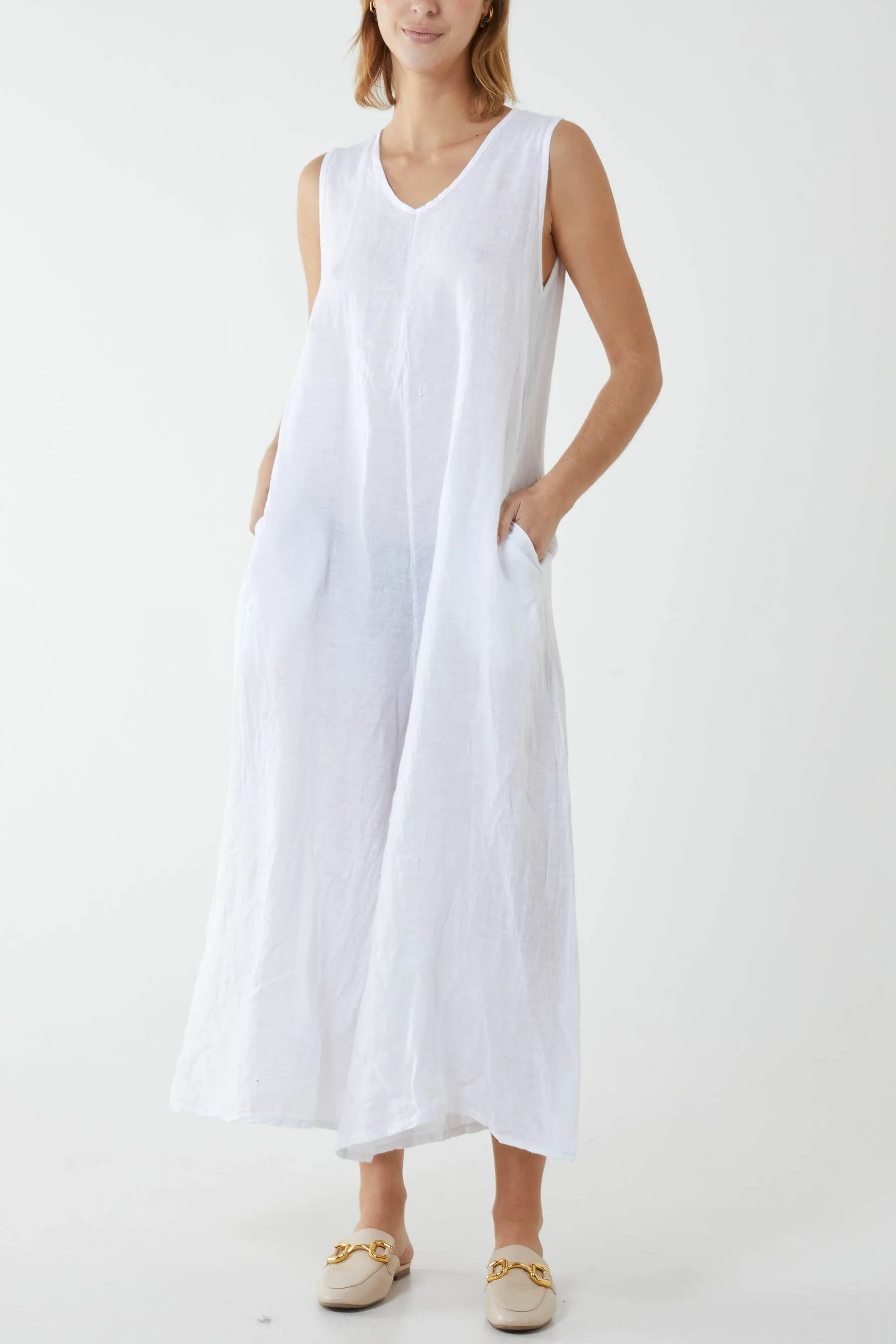 Linen Sleeveless Jumpsuit