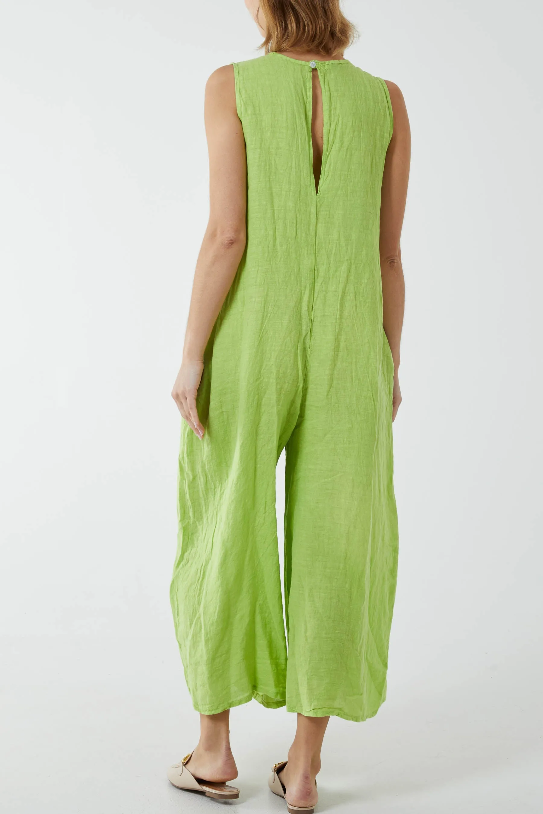Linen Sleeveless Jumpsuit