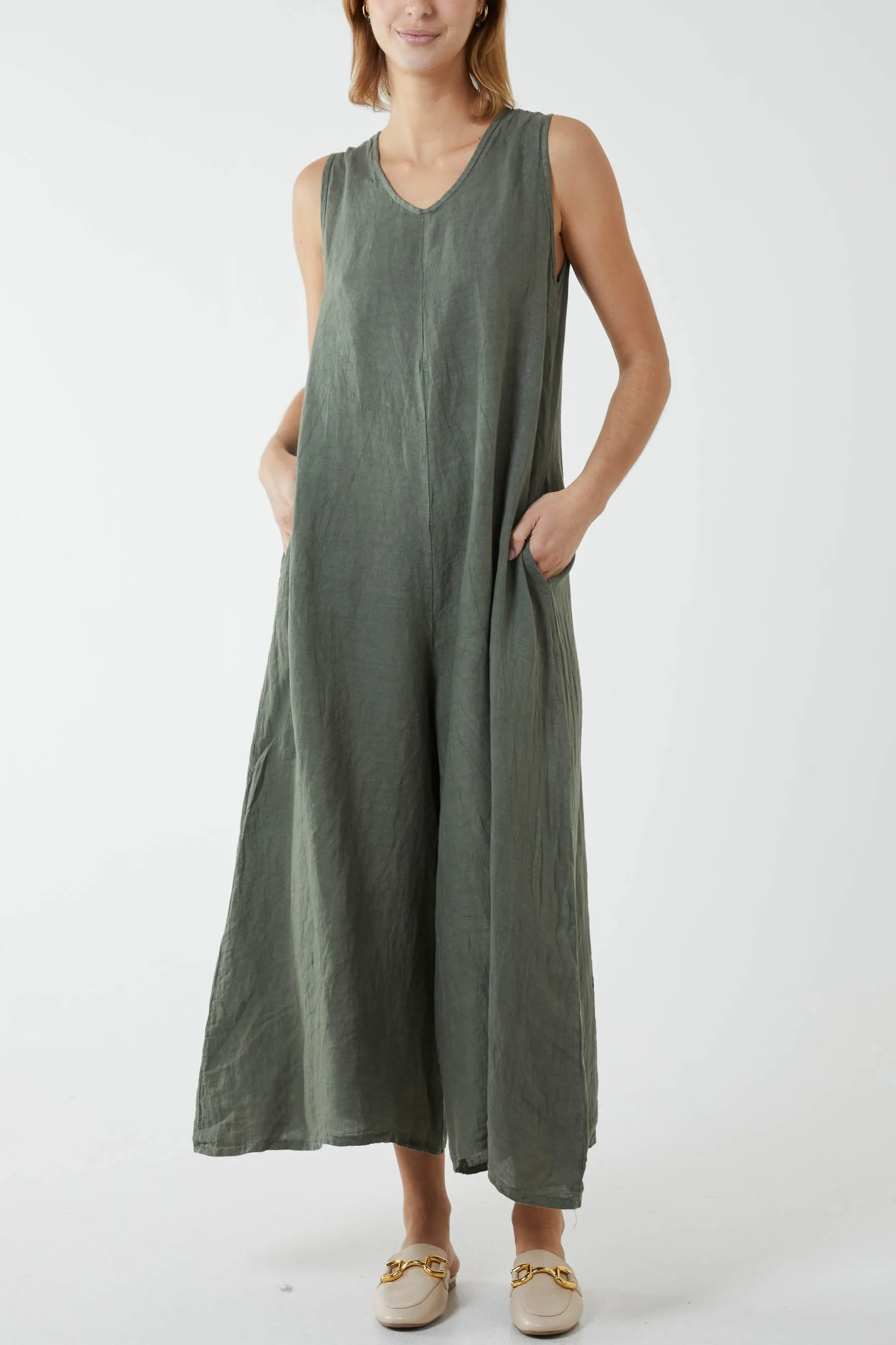 Linen Sleeveless Jumpsuit