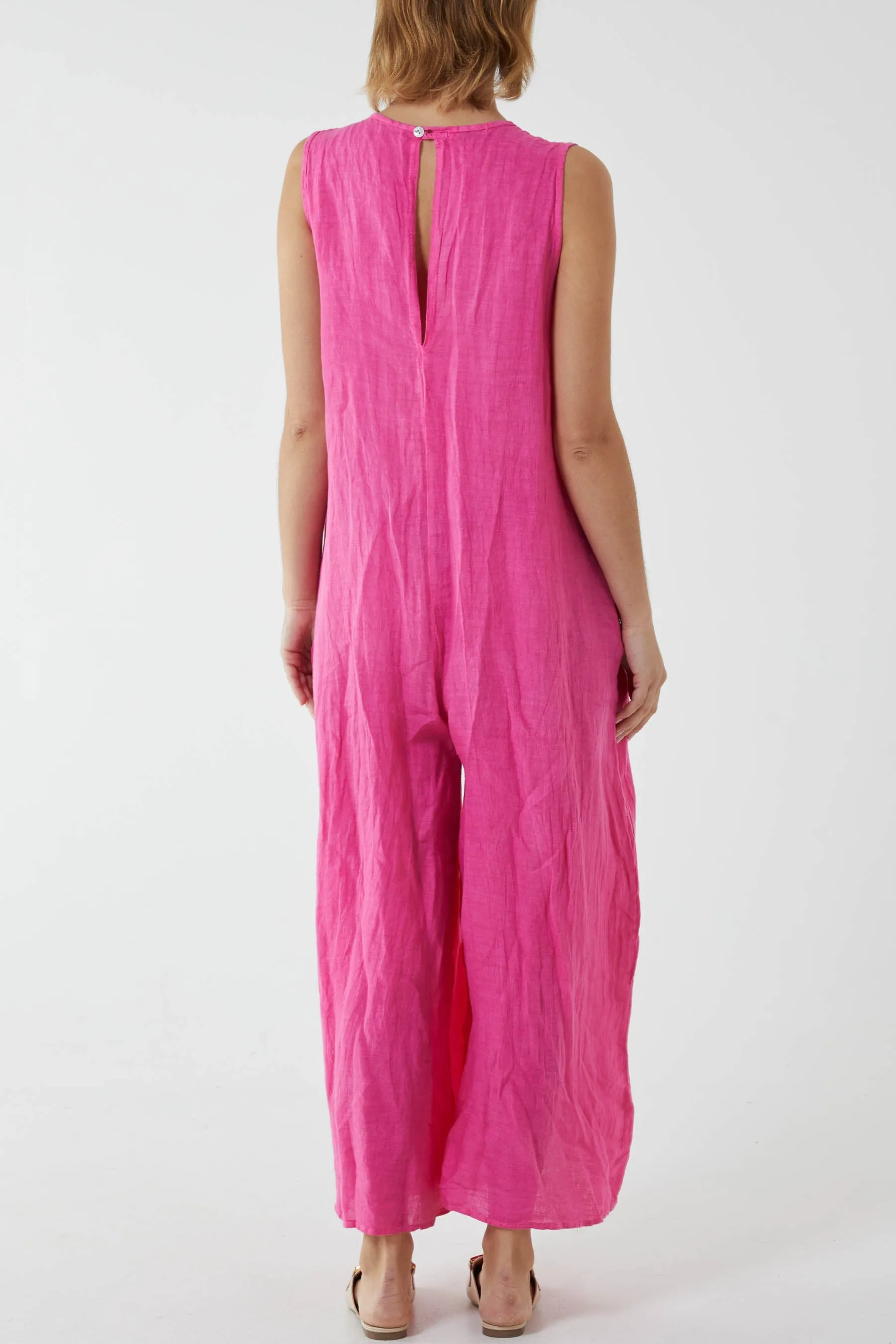 Linen Sleeveless Jumpsuit
