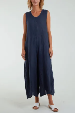 Linen Sleeveless Jumpsuit