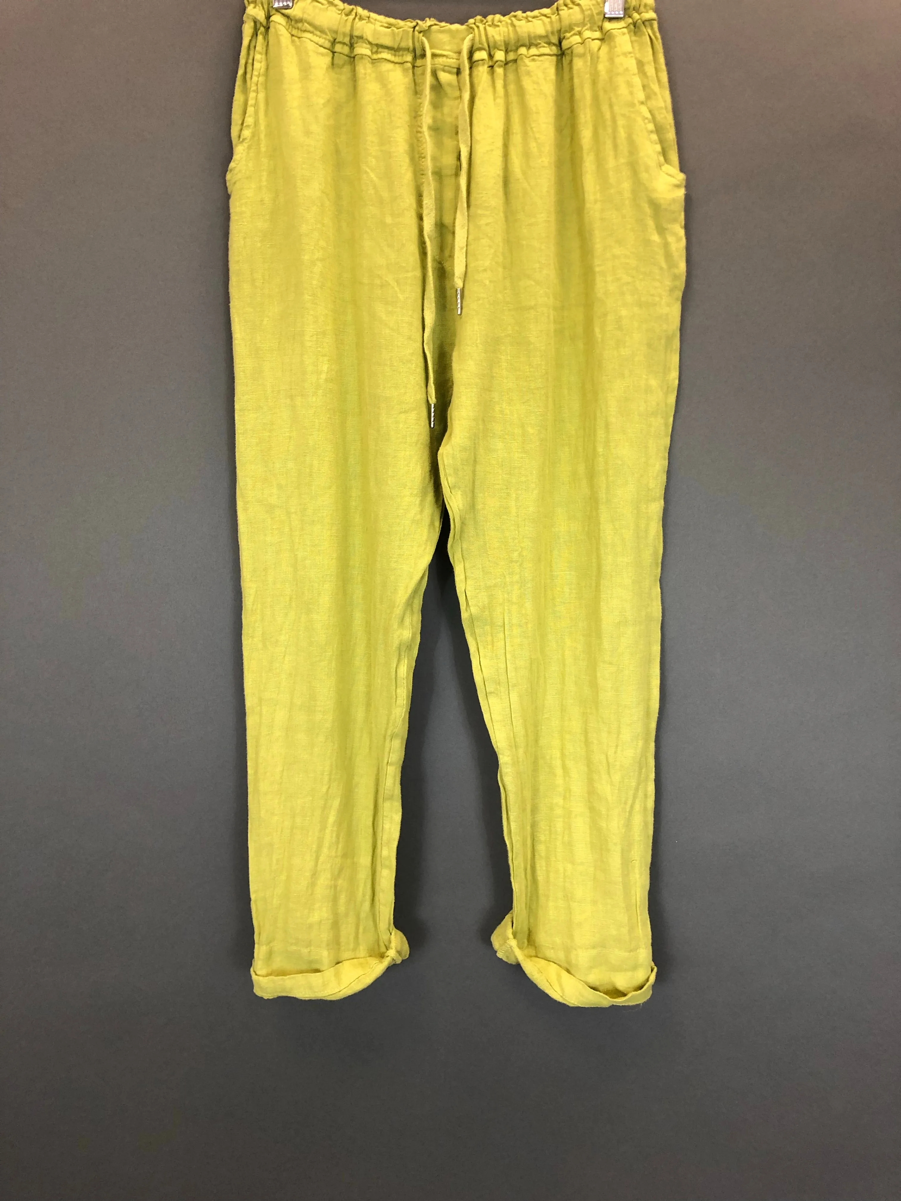 Linen Tie Waist Tapered Pant (Multiple Colors)