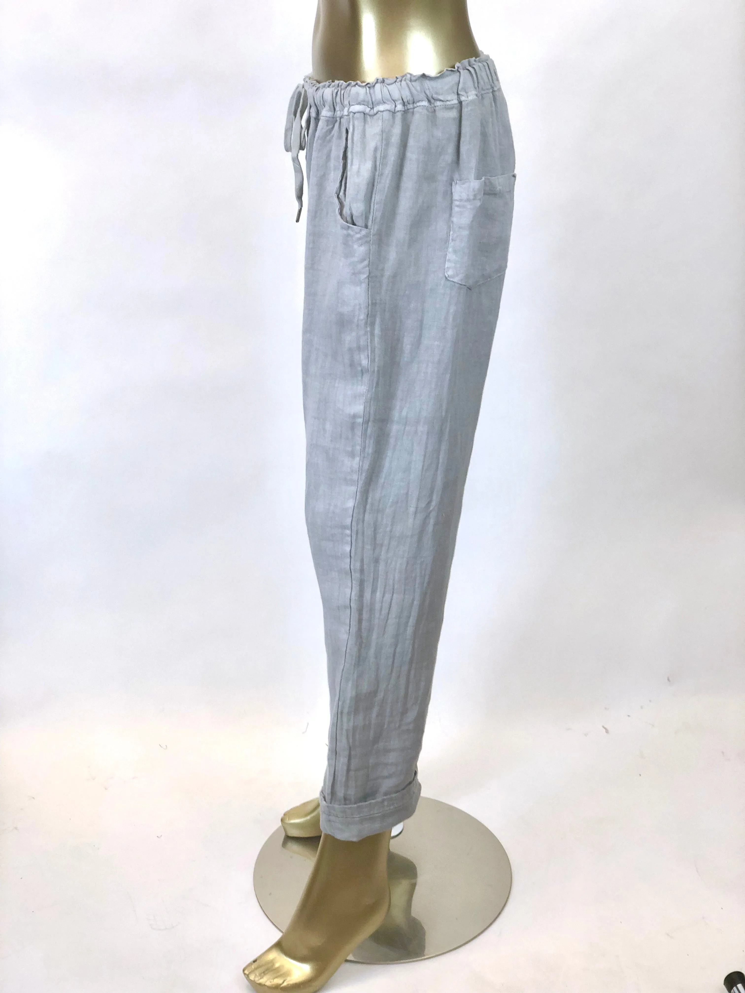 Linen Tie Waist Tapered Pant (Multiple Colors)
