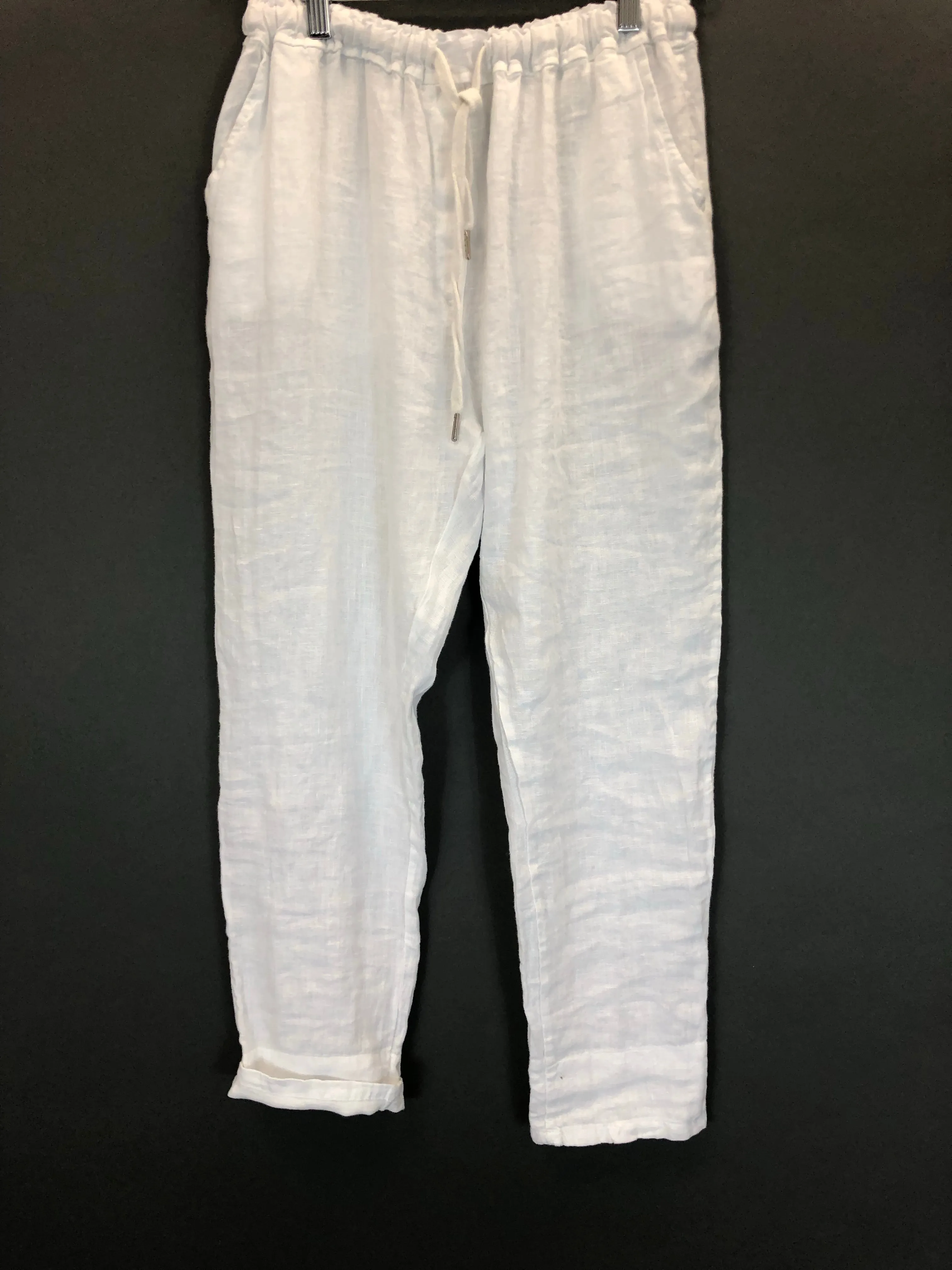 Linen Tie Waist Tapered Pant (Multiple Colors)