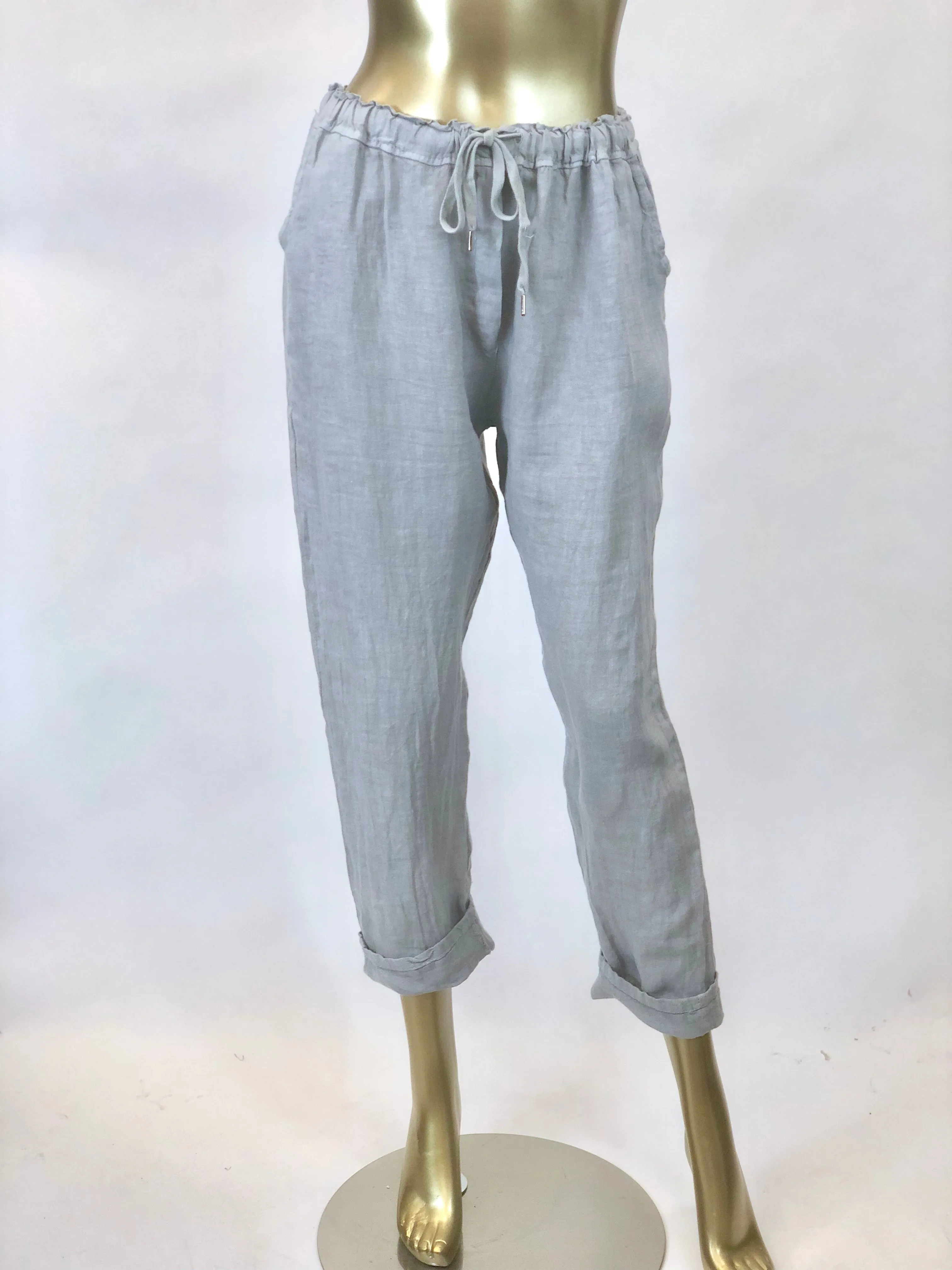 Linen Tie Waist Tapered Pant (Multiple Colors)