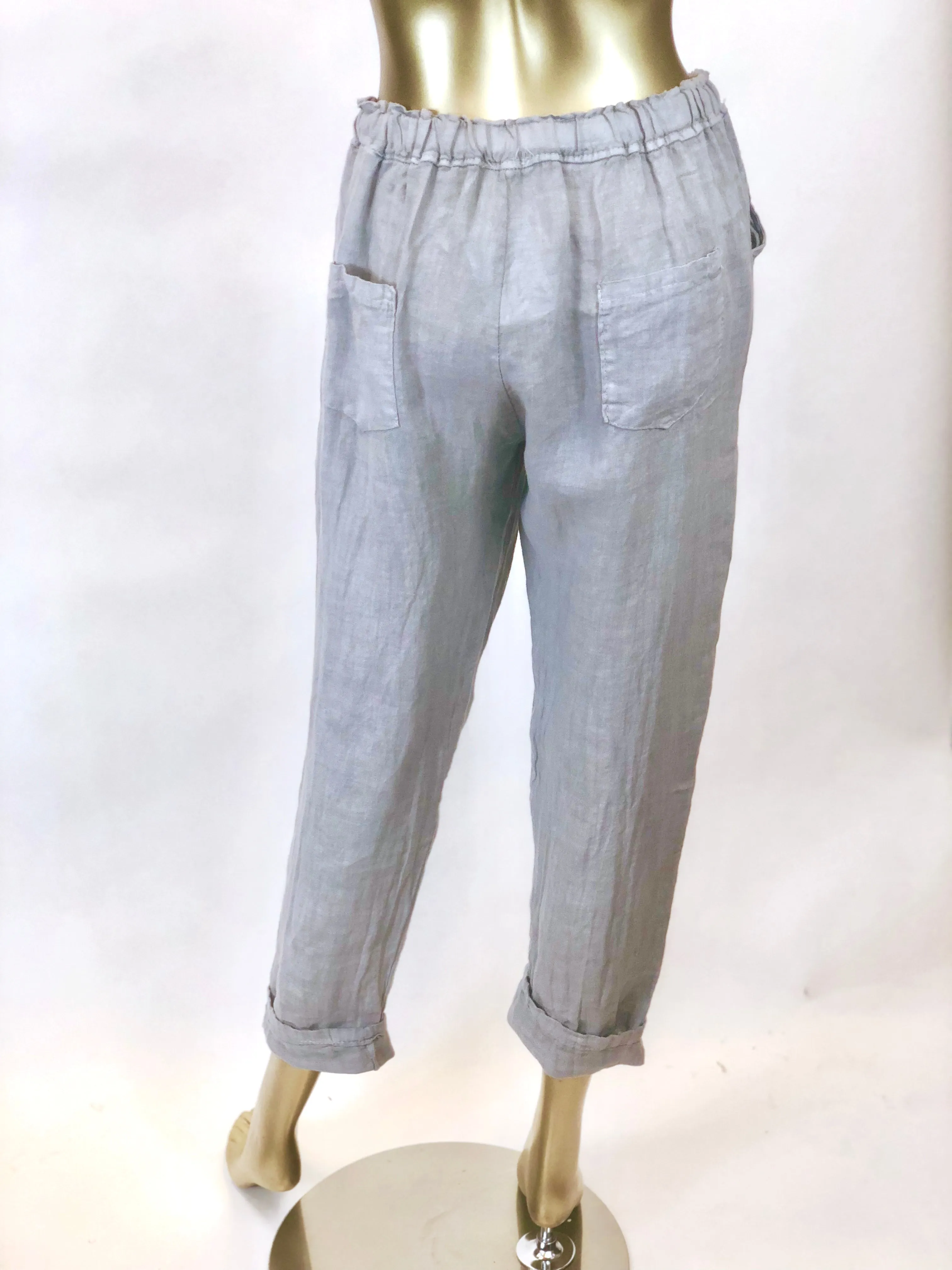 Linen Tie Waist Tapered Pant (Multiple Colors)