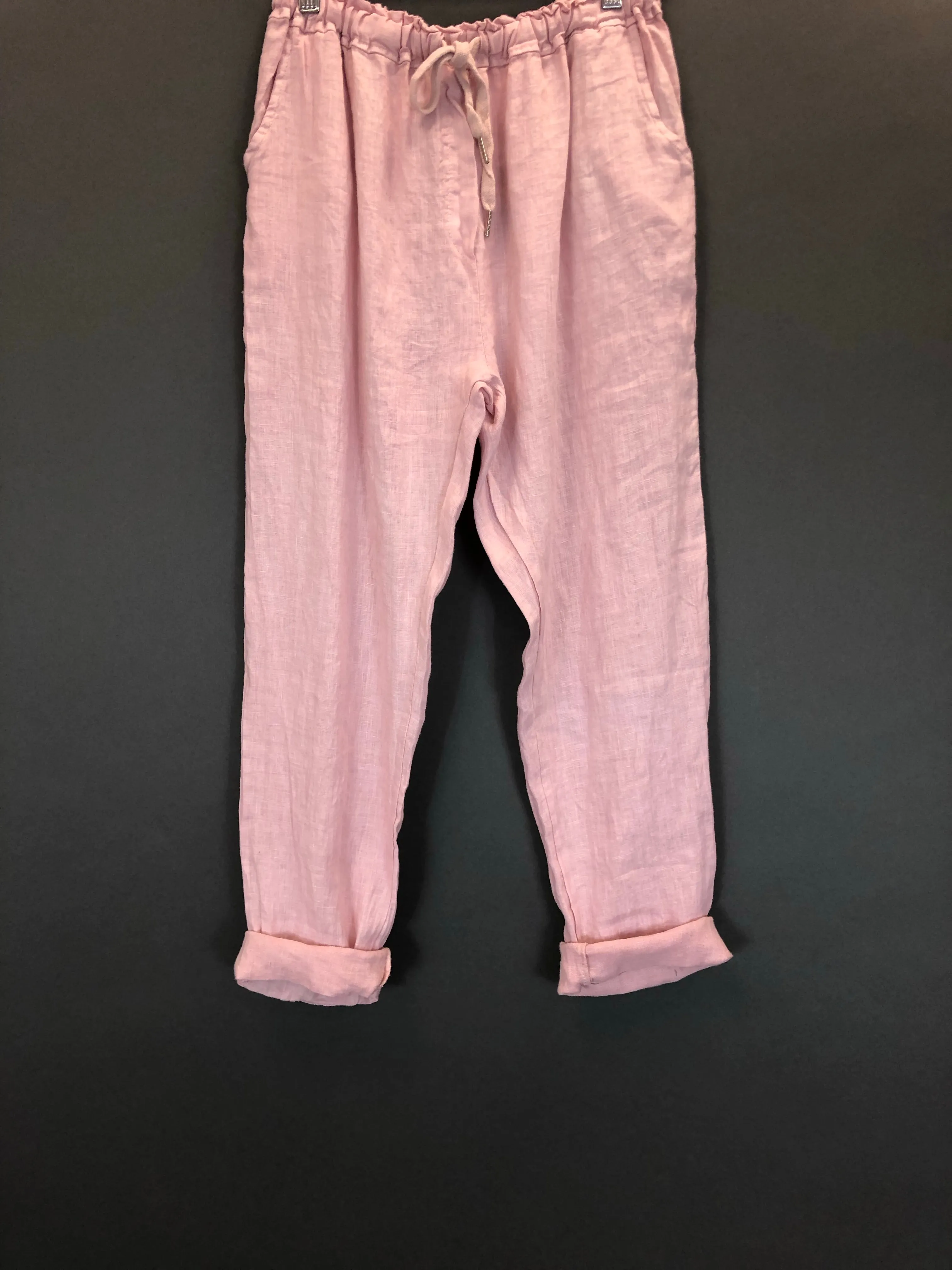 Linen Tie Waist Tapered Pant (Multiple Colors)