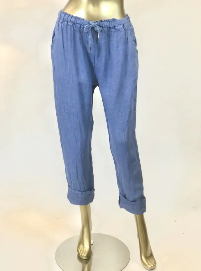 Linen Tie Waist Tapered Pant (Multiple Colors)