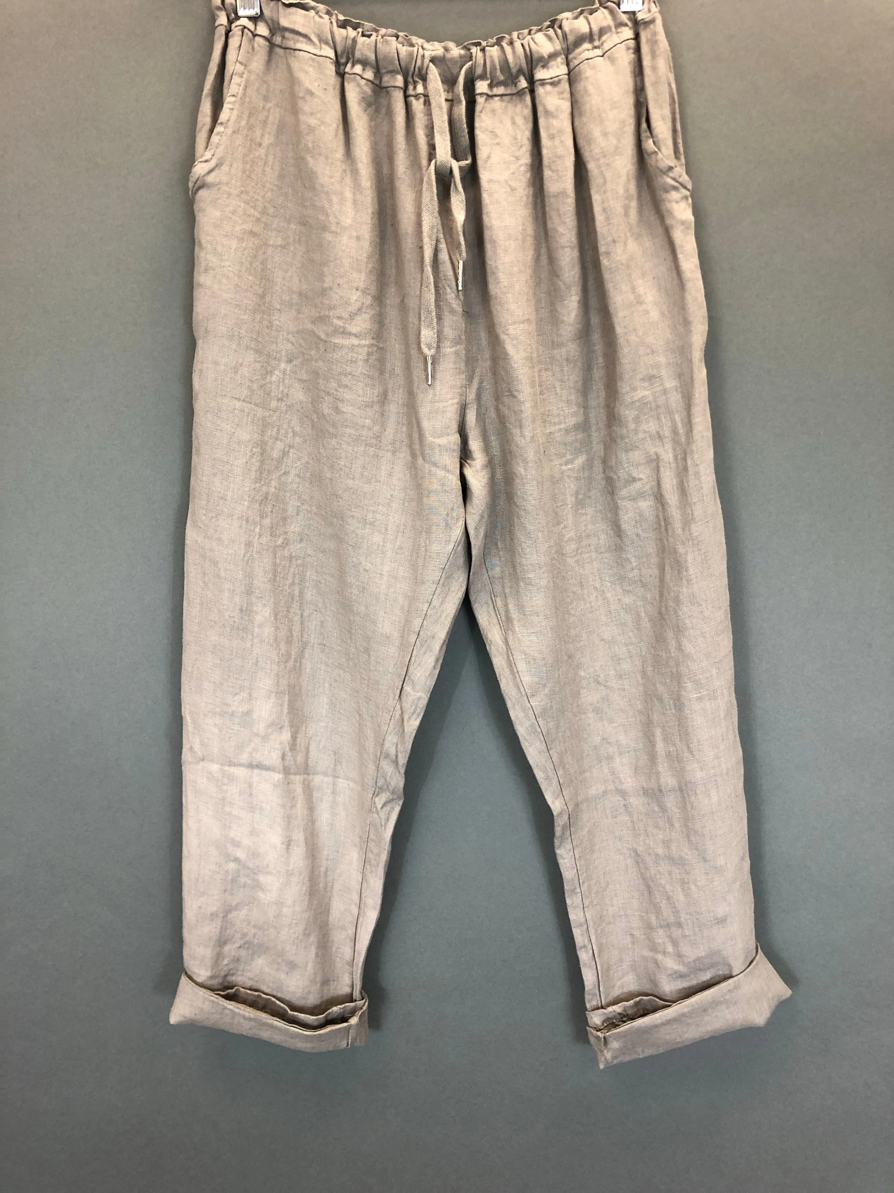 Linen Tie Waist Tapered Pant (Multiple Colors)