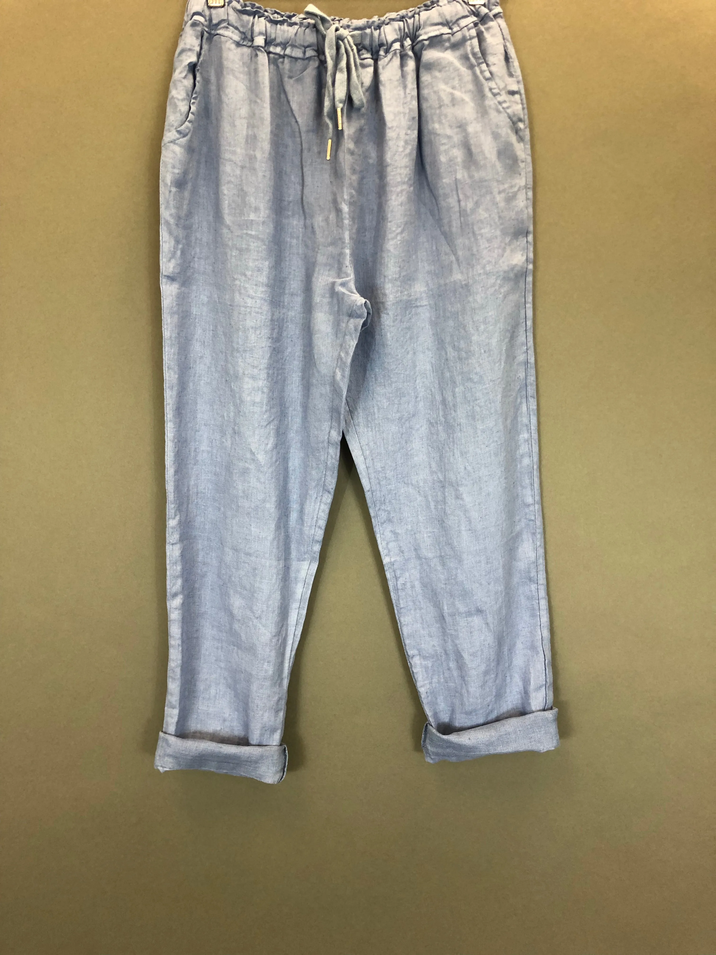 Linen Tie Waist Tapered Pant (Multiple Colors)