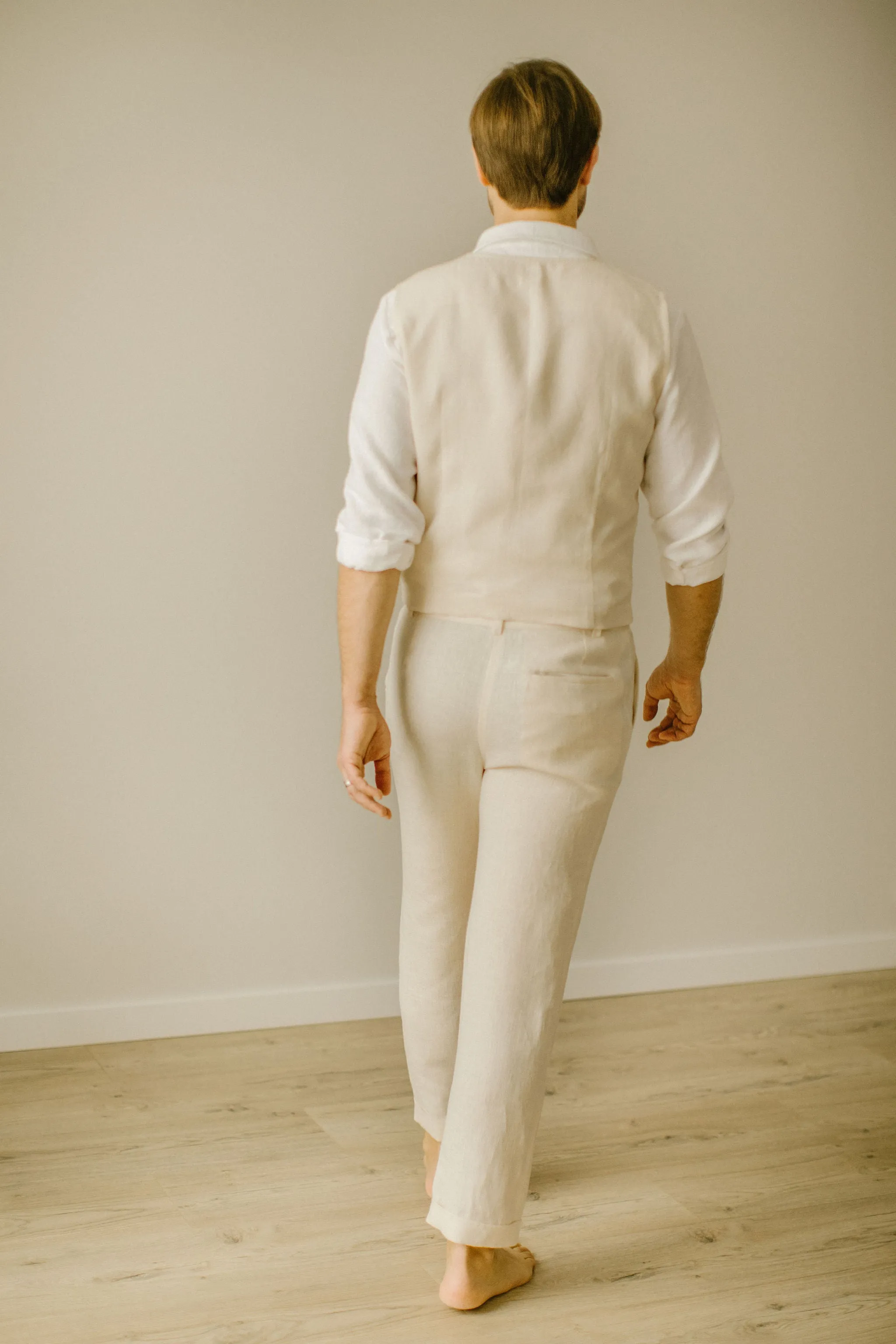 Linen Trousers, Shirt, Waistcoat Set (Set Of 3)