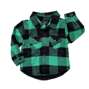 Little Bipsy Oversized Plaid Flannel - Green & Black