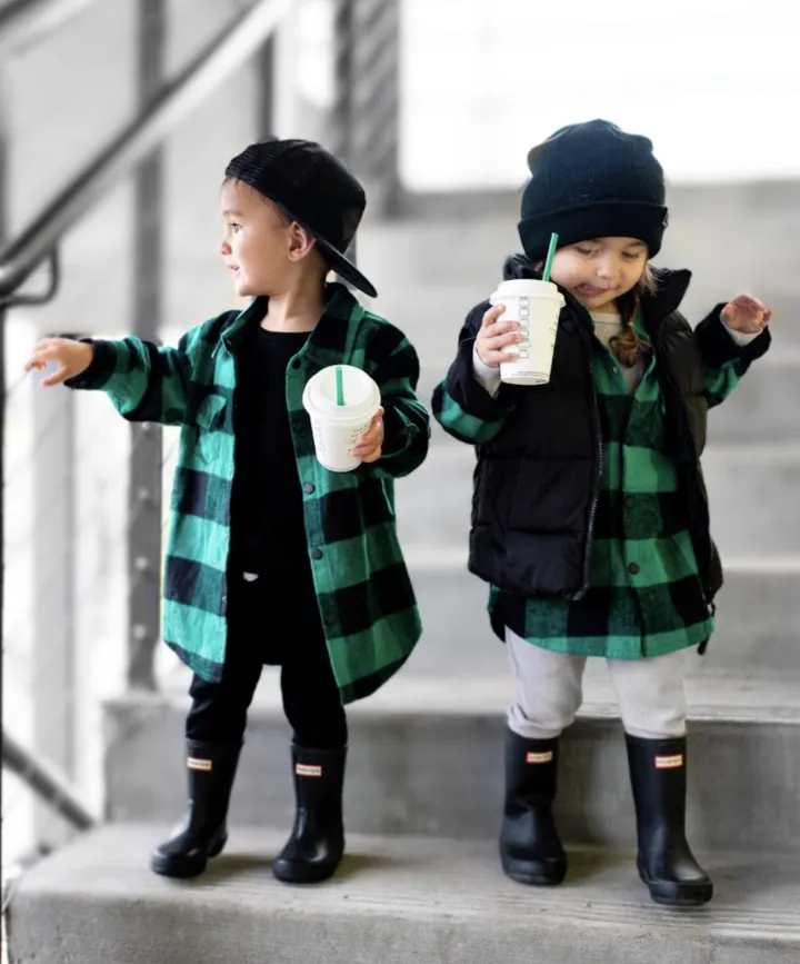 Little Bipsy Oversized Plaid Flannel - Green & Black