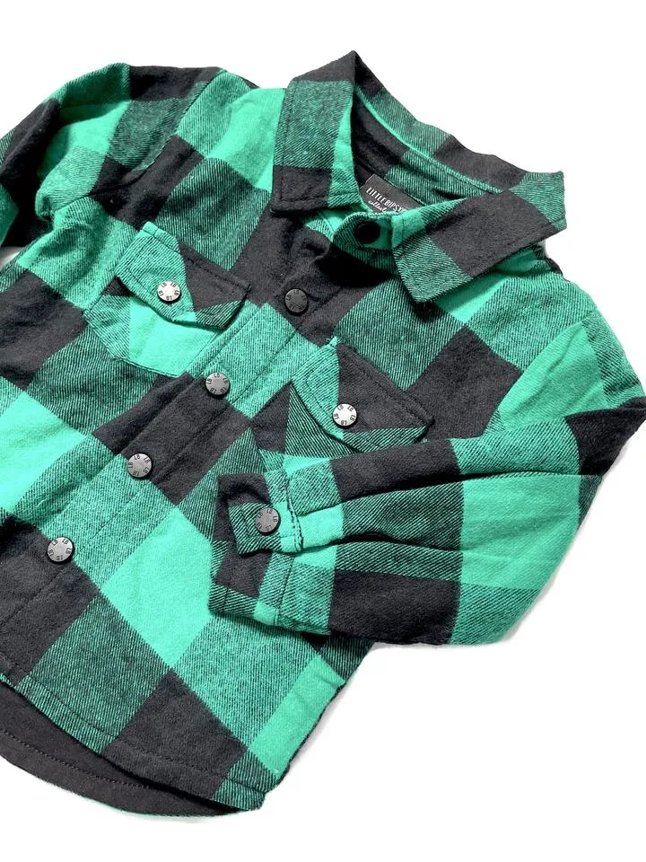 Little Bipsy Oversized Plaid Flannel - Green & Black