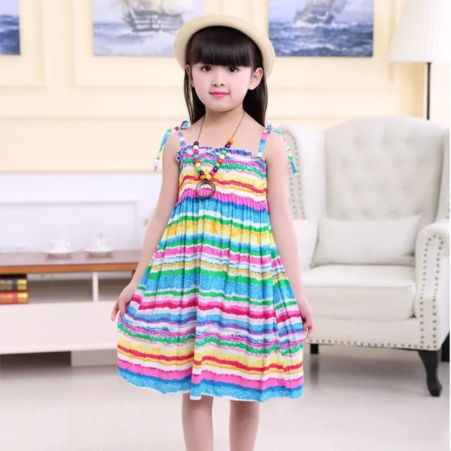 Little Girl's Dress/ Summer Girls Rainbow Beach Dress